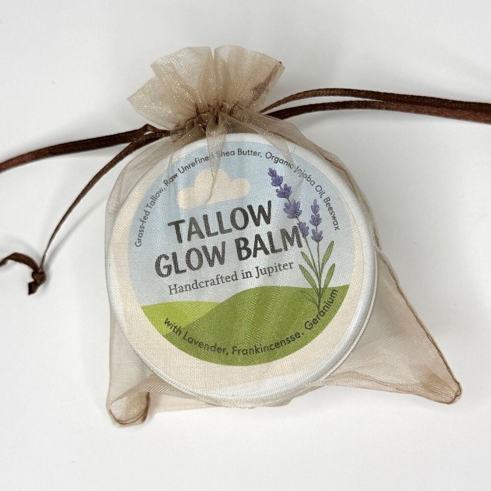 Organic Handcrafted TALLOW GLOW BALM 4 oz Grass-Fed Tallow Lavender Frankincense